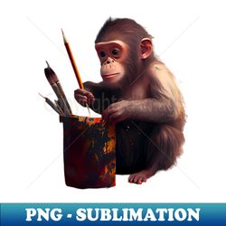 Baby monkey with paints - PNG Transparent Sublimation Design - Defying the Norms