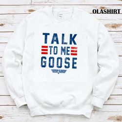 New Top Gun Talk To Me Goose Distressed Text T-shirt - Olashirt