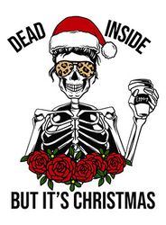 Dead Inside Skull Christmas Hat Png, Christmas Png, Mom Christmas Png, Mama Leopard, Mama Claus, Santa Png, Mom Life Png