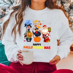 Happy Hallothanksmas Sweatshirt, Halloween &amp Merry Christmas Sweatshirt, Thanksgiving Sweatshirt, Hallothanksmas Shir