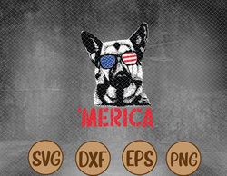 Merica German Shepherd American Flag Sunglasses 4th of July Svg, Eps, Png, Dxf, Digital Download