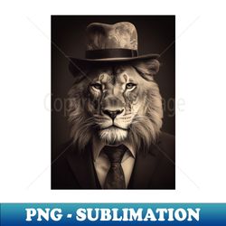 Cool Lion in Suit and Hat - Professional Sublimation Digital Download - Capture Imagination with Every Detail