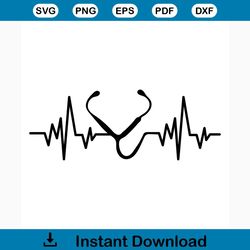 Heartbeat svg free, stethoscope svg, nurse svg, instant download, silhouette cameo, shirt design, heart beat svg free ve