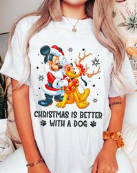 Mickey Santa Pluto Reindeer Christmas Is Better With A Dog Shirt, Mickey's Very Merry Christmas, Dog Lover T-shirt, Disn