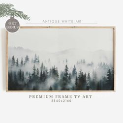 Foggy Forest, Samsung Frame TV Art, Winter Pine Trees Art for TV, Moody Winter Art, Farmhouse Decor, Digital Download, T
