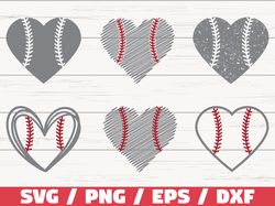 baseball heart svg, softball heart svg, cricut, cut file