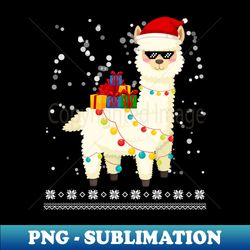 Christmas Llama Santa Hat Ugly Xmas Tree Alpaca - Instant PNG Sublimation Download - Stunning Sublimation Graphics