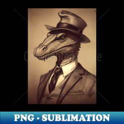 Cool Dragon in Suit and Hat - PNG Transparent Sublimation File - Unleash Your Creativity