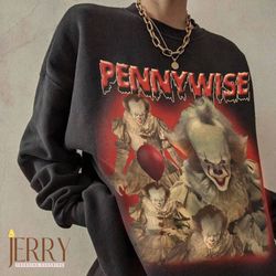Pennywise Shirt Comfort Sweatshirt, IT Movie Vintage Tshirt, Pennywise 90s Graphic Sweatshirt, Halloween Sweatshirt, Hor