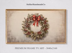 Christmas Frame TV Art, Christmas Wreath For Frame TV, Holiday Season Downloadable Art, Christmas Decor Samsung Frame TV