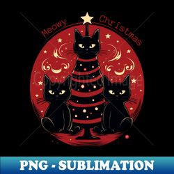 Meowy Christmas Christmas Tree Cat Lovers Gift - PNG Transparent Sublimation File - Perfect for Sublimation Mastery