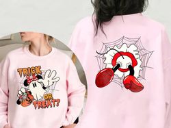 Retro Disney Minnie Mouse Couple Ghost Trick Or Treat Halloween Comfort Color Shirt, Mickey's Not So Scary Party 2023, D