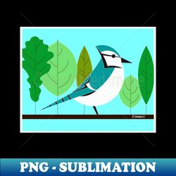 Minimalist Original Blue Jay Art - Stylish Sublimation Digital Download - Fashionable and Fearless