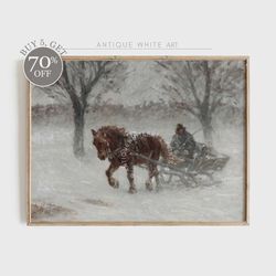 country winter print, vintage printable wall art, farmhouse christmas, winter oil painting, rustic landscape print, digi