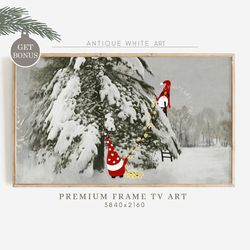 Cute Christmas Frame TV Art, Decorating Christmas Tree - Art for Tv, Winter Vintage Painting, Seasonal Frame TV, Funny C