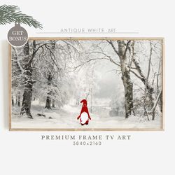 Cute Christmas Vintage Painting for Frame Tv, Cute Gnome, Seasonal Tv Art, Winter Farmhouse Frame TV Art, Funny Chrstmas