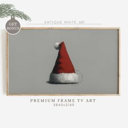 Vintage Christmas Samsung Frame TV Art, Santa Claus Hat, Moody Painting for TV, Farmhouse Christmas, Christmas Hat, Holi