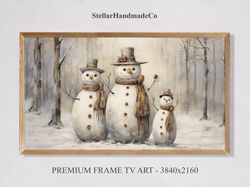 Christmas Frame TV Art, Snowmans Art For Frame TV, Holiday Season Downloadable Art, Christmas Decor Samsung Frame TV Art