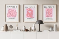 Blush & Salmon Pink Matisse Gallery Wall Set,Matisse Print Set of 3,Exhibition Poster,Abstract Printable Wall Art,Minima