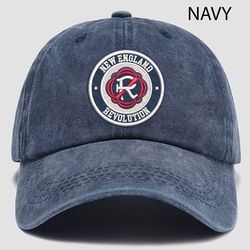 new england revolution mls embroidered distressed hat, mls logo embroidered baseball hat, vintage hat