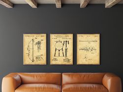 Archery Patent Set Of 3, Bow Patent, Arrow Poster, Archery Target Blueprint, Hunting Decor, Outdoor Sports, -1