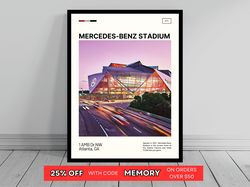 Mercedes-Benz Stadium Atlanta Falcons Poster NFL Art NFL Stadium Poster Oil Painting Modern Art Travel Art