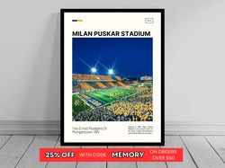 Milan Puskar Stadium West Virginia Mountaineers Poster NCAA Stadium Poster Oil Painting Modern Art