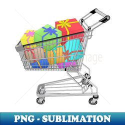 Shopping cart full with gift box - Creative Sublimation PNG Download - Stunning Sublimation Graphics