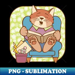 Cat and Mouse Read a Funny Book - Modern Sublimation PNG File - Add a Festive Touch to Every Day