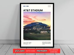 AT&T Stadium Print  Dallas Cowboys Poster  NFL Art  NFL Stadium Poster   Oil Painting  Modern Art   Travel Art Print