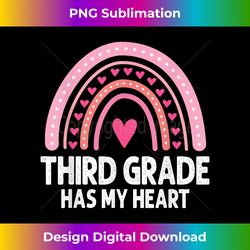 3rd Third Grade Has My Heart Rainbow Valentines Day Teacher - Urban Sublimation PNG Design - Enhance Your Art with a Dash of Spice