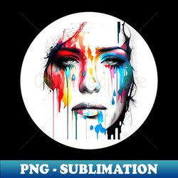 Oil painting of a womans face in multicolor - Modern Sublimation PNG File - Add a Festive Touch to Every Day