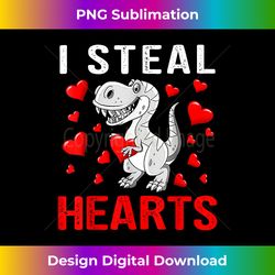Boys Valentines Day Kids Dinosaur T rex Lover I Steal Hearts - Sleek Sublimation PNG Download - Craft with Boldness and Assurance