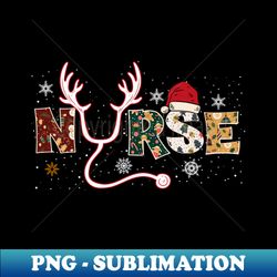 Nurse Christmas Stethoscope Nursing Xmas Pajamas - PNG Transparent Digital Download File for Sublimation - Create with Confidence