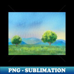 summer nature tree landscape watercolor illustration - high-quality png sublimation download - unleash your inner rebellion