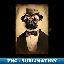 Cool Pug in Suit Portrait Vintage Art - Special Edition Sublimation PNG File - Perfect for Sublimation Art