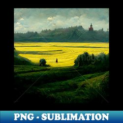 Peaceful Yellow Field  Stand Alone - Retro PNG Sublimation Digital Download - Add a Festive Touch to Every Day