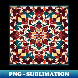 Floral Tile Pattern - Art Deco Abstract Design - Elegant Sublimation PNG Download - Bring Your Designs to Life