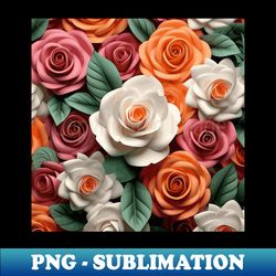 3D Colorful Rose Flower Seamless Pattern - PNG Transparent Sublimation Design - Revolutionize Your Designs