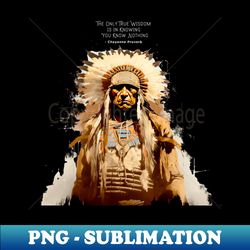 National Native American Heritage Month The only true wisdom is in knowing you know nothing - Cheyenne Proverb on a dark Knocked Out background - Special Edition Sublimation PNG File - Capture Imagination with Every Detail