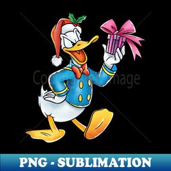 Disney Christmas Donald Duck Holding Present - Sublimation-Ready PNG File - Stunning Sublimation Graphics