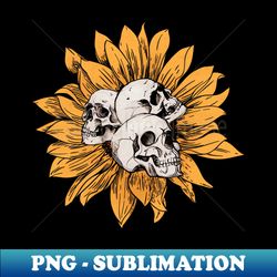 Skulls on Sunflower - Instant Sublimation Digital Download - Stunning Sublimation Graphics