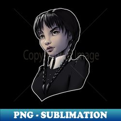 Wednesday Addams Cartoon - PNG Transparent Sublimation Design - Perfect for Sublimation Art