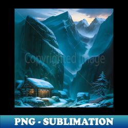 Lonely Cabin in the Wilderness of Icewind Dale DND - Elegant Sublimation PNG Download - Perfect for Sublimation Mastery