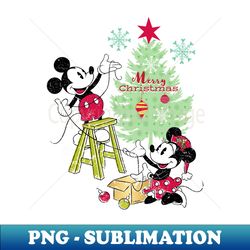 Disney Christmas Mickey And Minnie Mouse Decorating - PNG Transparent Digital Download File for Sublimation - Revolutionize Your Designs