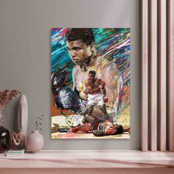 Muhammad Ali vs Liston Portrait Poster Canvas Wall Art, Muhammad Ali Boxing Canvas, Motivational Framed Canvas Wall Ar