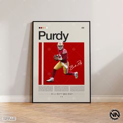 Brock Purdy Poster, San Francisco 49ers Poster, NFL Poster, Sports Poster, NFL Fans, Football Poster, NFL Wall Art, Spor
