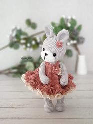Crochet, Amigurumi, Bunny PATTERN ONLY, Rose Bunny, pdf Stuffed Animal Toy Pattern