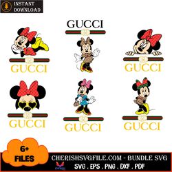 Minnie Mouse Gucci Logo Bundle Svg, 6 Files Minnie Mouse Gucci Svg