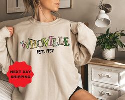 christmas whoville est 1957 sweatshirt, personalized christmas gift, xmas party shirt, christmas family gift, christmas